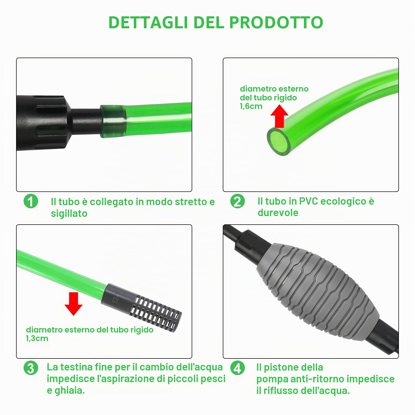 Cambio d'Acqua per Acquario, Detergente per Ghiaia per acquari Kit con sifone, vestito per il cambio dell'acqua dell'acquario e la pulizia della sabbia dell'acquario