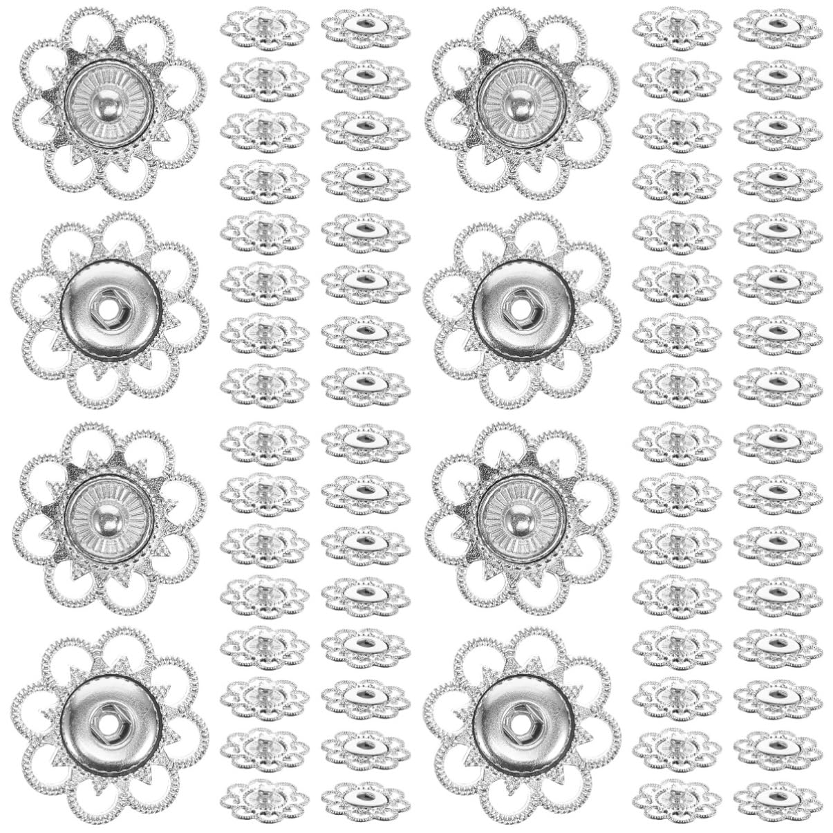 SHINEOFI 80piezas Botones De Presión Para Costura Diseño De Flor Botones Decorativos Para Abrigos y Prendas Para Manualidades y Proyectos De Costura