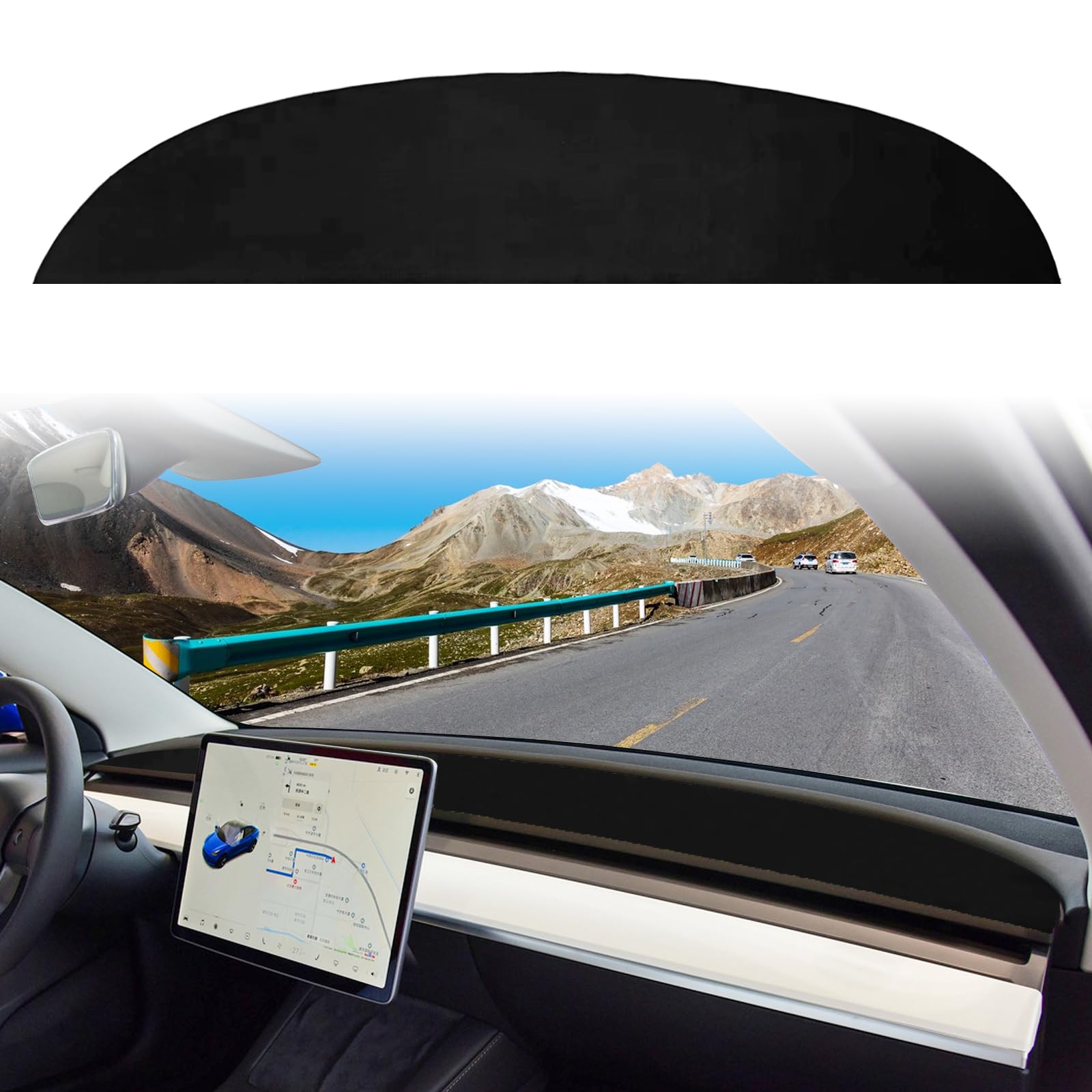 Model 3 Model Y Dashboard Cover Interior Tesla Accessories Compatible with Model Y/3 2017-2021 2022 2023 (Black)