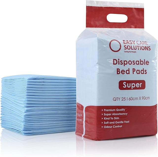 25 x Easy Care Solutions 60 x 90 cm Super | Premium Disposable Incontinence Bed Pads | High Absorbency Underpads, Bed Mats, Mattress Protectors, Incontinence Pads | Pack of 25