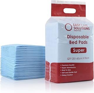 25 x Easy Care Solutions 60 x 90 cm Super | Premium Disposable Incontinence Bed Pads | High Absorbency Underpads, Bed Mats, Mattress Protectors, Incontinence Pads | Pack of 25