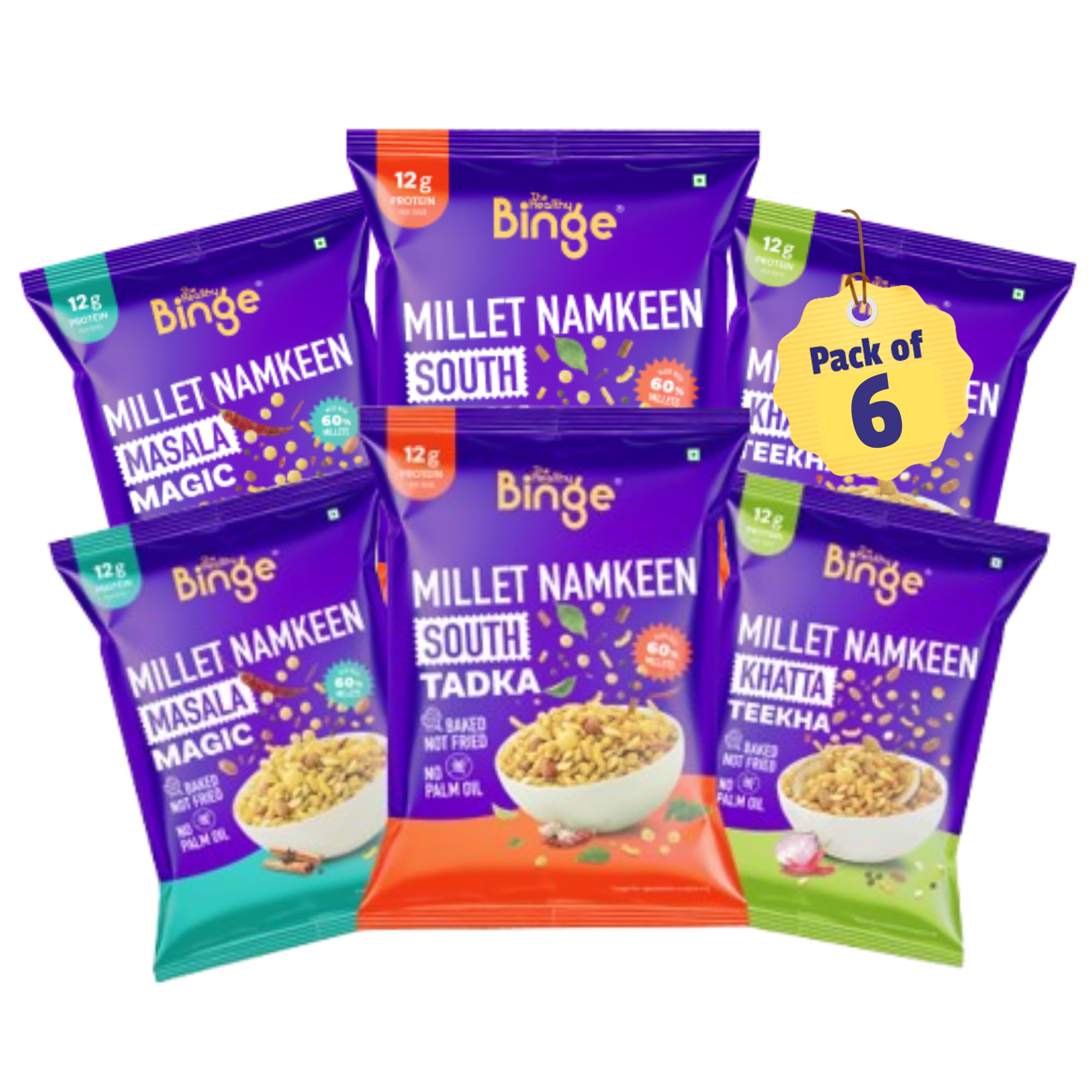 The Healthy Binge Assorted Millet Namkeen Combo – Healthy Snacks Combo | Millet Namkeen Combo | Baked Namkeen | Healthy Snacks for Kids and Adults (Pack of 6)-image-13