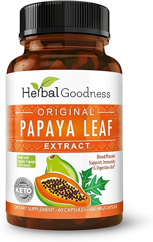 Miniatura 8 de Paquete de extracto de hoja de papaya  Incluye cápsulas vegetales digestivas de 60600 mg y soporte para plaquetas de 16 oz  Herbal Goodness
