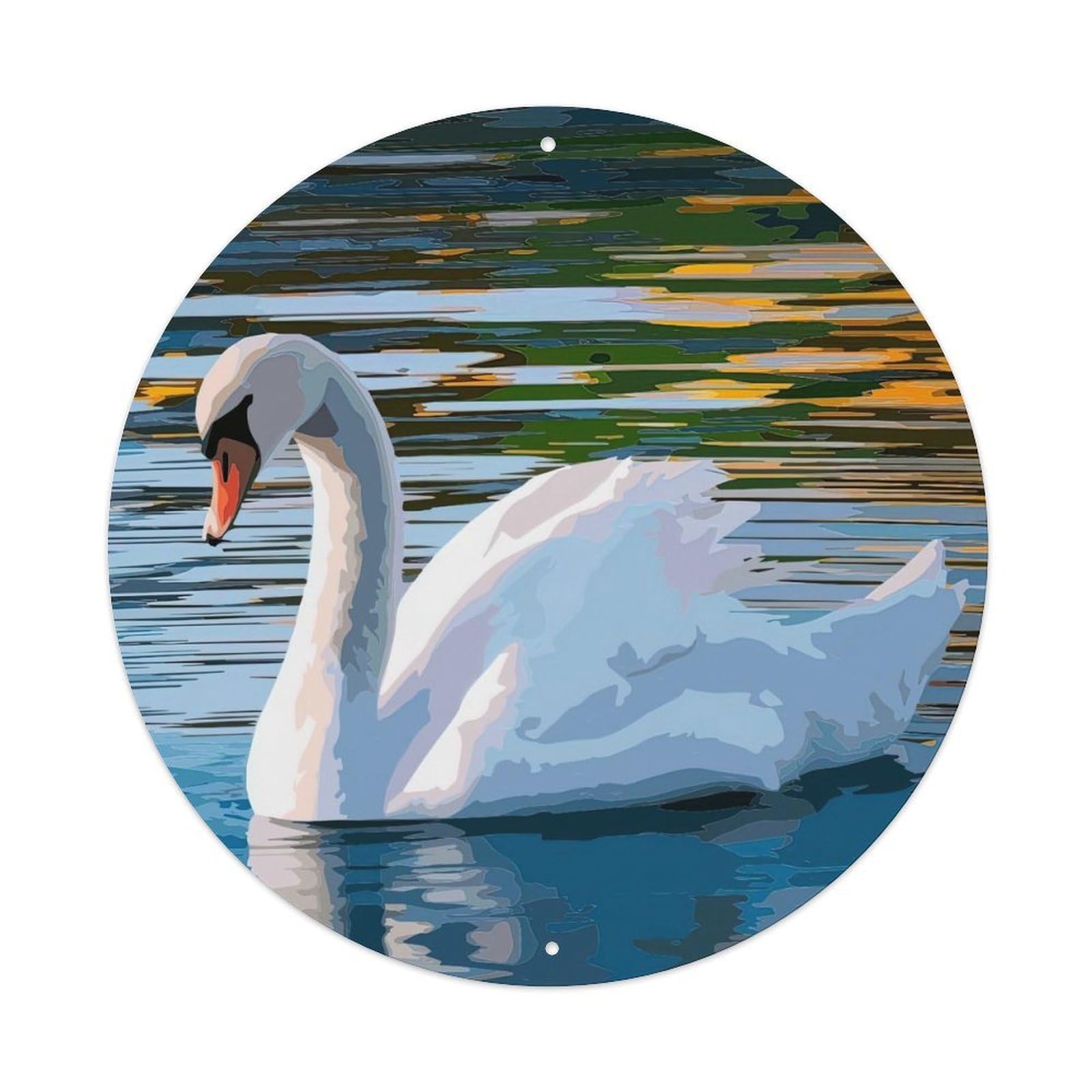Animal Artwork White Swan Vintage Metal Tin Sign Plaque Wall Decor for Cafe, Club Bar, Office, Garden Metal Poster 8x8Inch