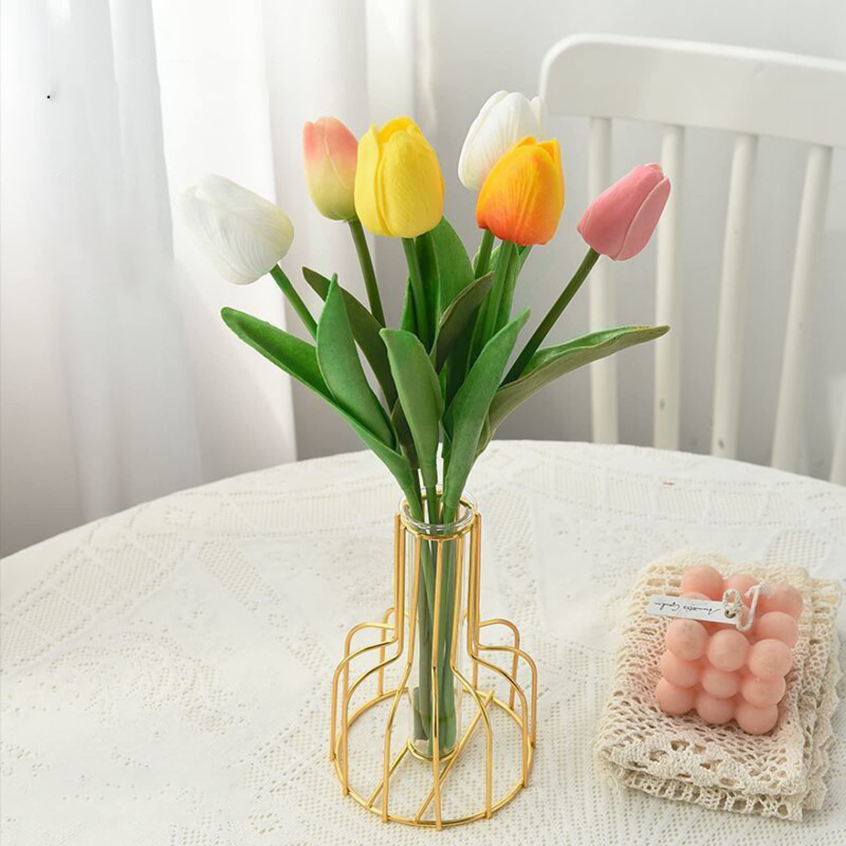 Amazon｜造花 インテリア チューリップ 花瓶付き 玄関 フェイク