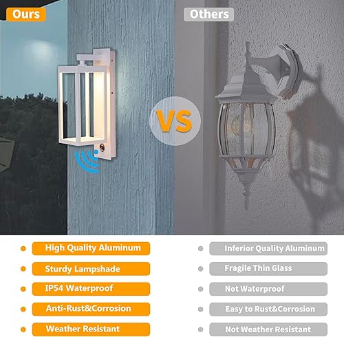 Vista 13 de Lámparas modernas para exteriores del atardecer al amanecer, aplique de pared exterior de 15 pulgadas, luz de porche, lámpara de pared negra