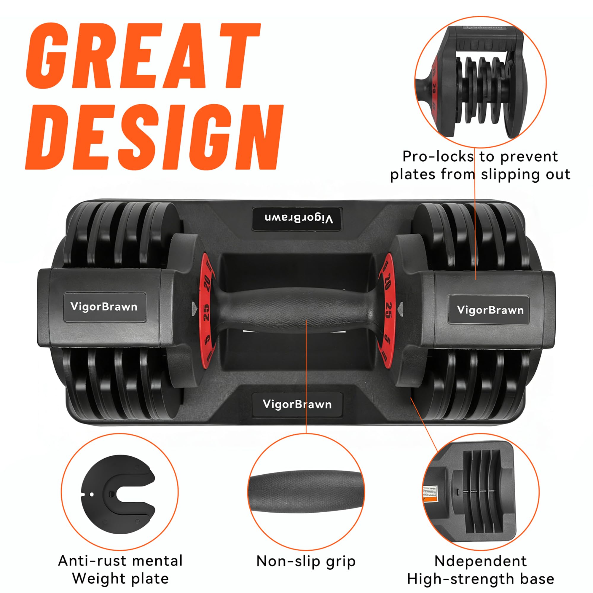 Adjustable Dumbbell Set Storage Case Included All Gender Home Gym Weights