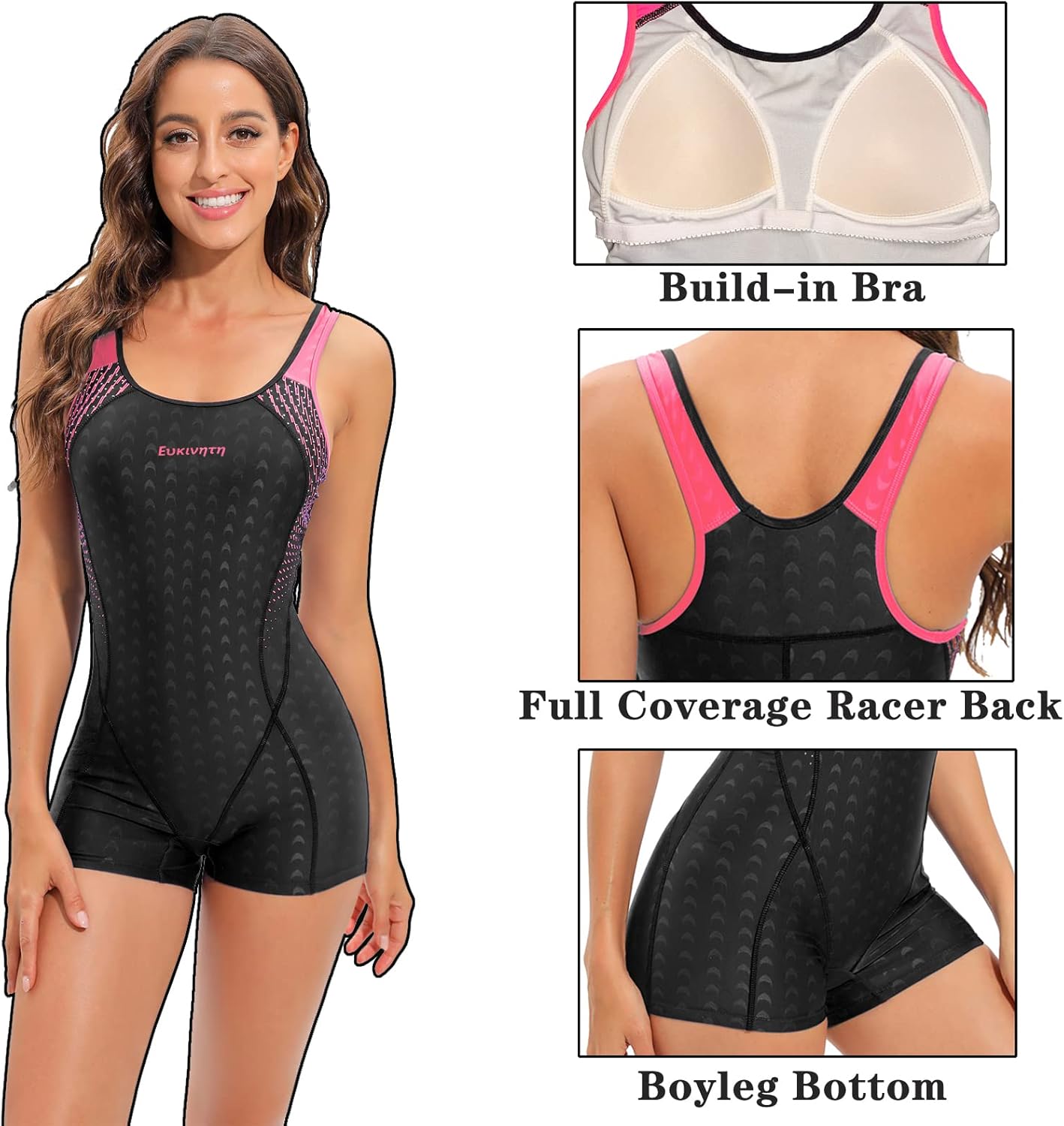 Womens Boyleg One Piece Swimsuit Athletic Swimwear Training Bathing Suit - Image 6