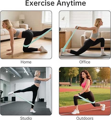 Miniatura 6 de Juego de 3 bandas largas de resistencia de tela, bandas de ejercicio sin látex para entrenamientos en casa, entrenamiento de fuerza, yoga y pilates,