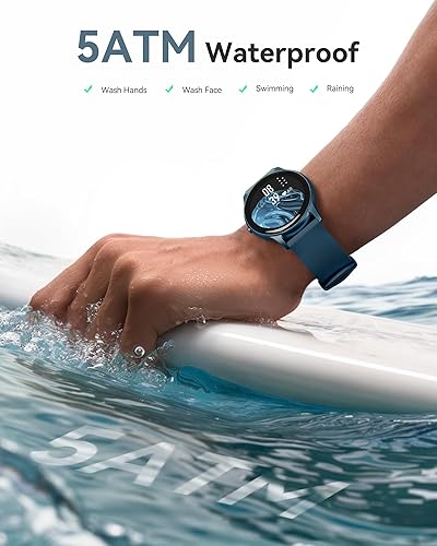 Miniatura 3 de AGPTEK Reloj inteligente para mujeres y hombres, reloj inteligente impermeable 5ATM para teléfonos Android e iOS, reloj de seguimiento de actividad