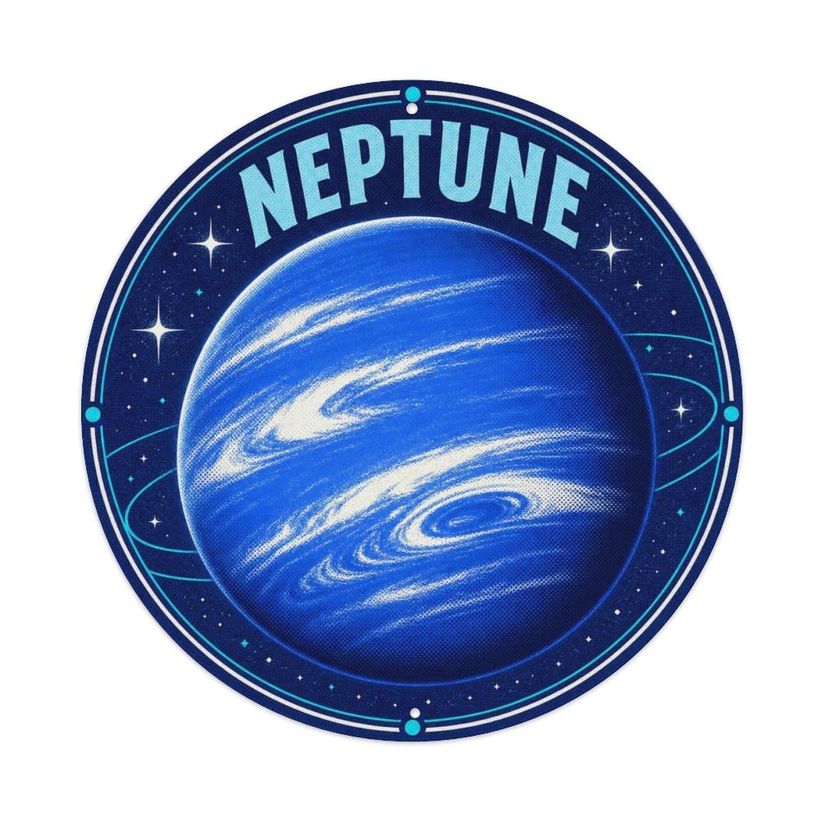 Cosmos Neptune Blue Planet Astronomy Space Exploration Metal Tin Sign