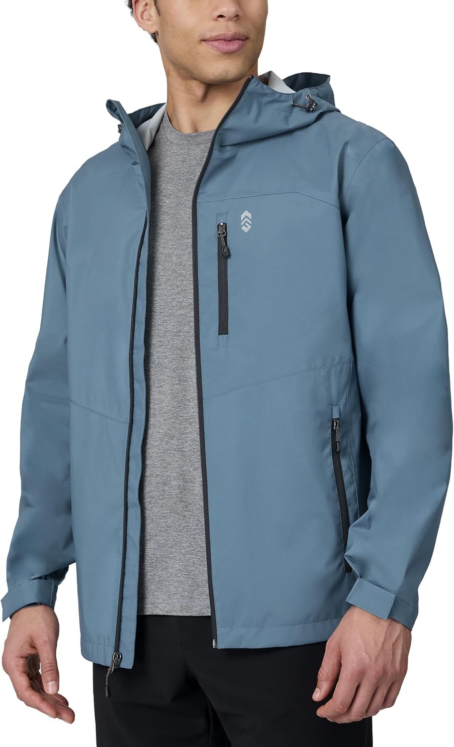 Free Country Men's Waterpoof Rain Jacket X2O Windproof Adjustable Hooded Jackets Raincoat for Hiking Cycling Running-Highline