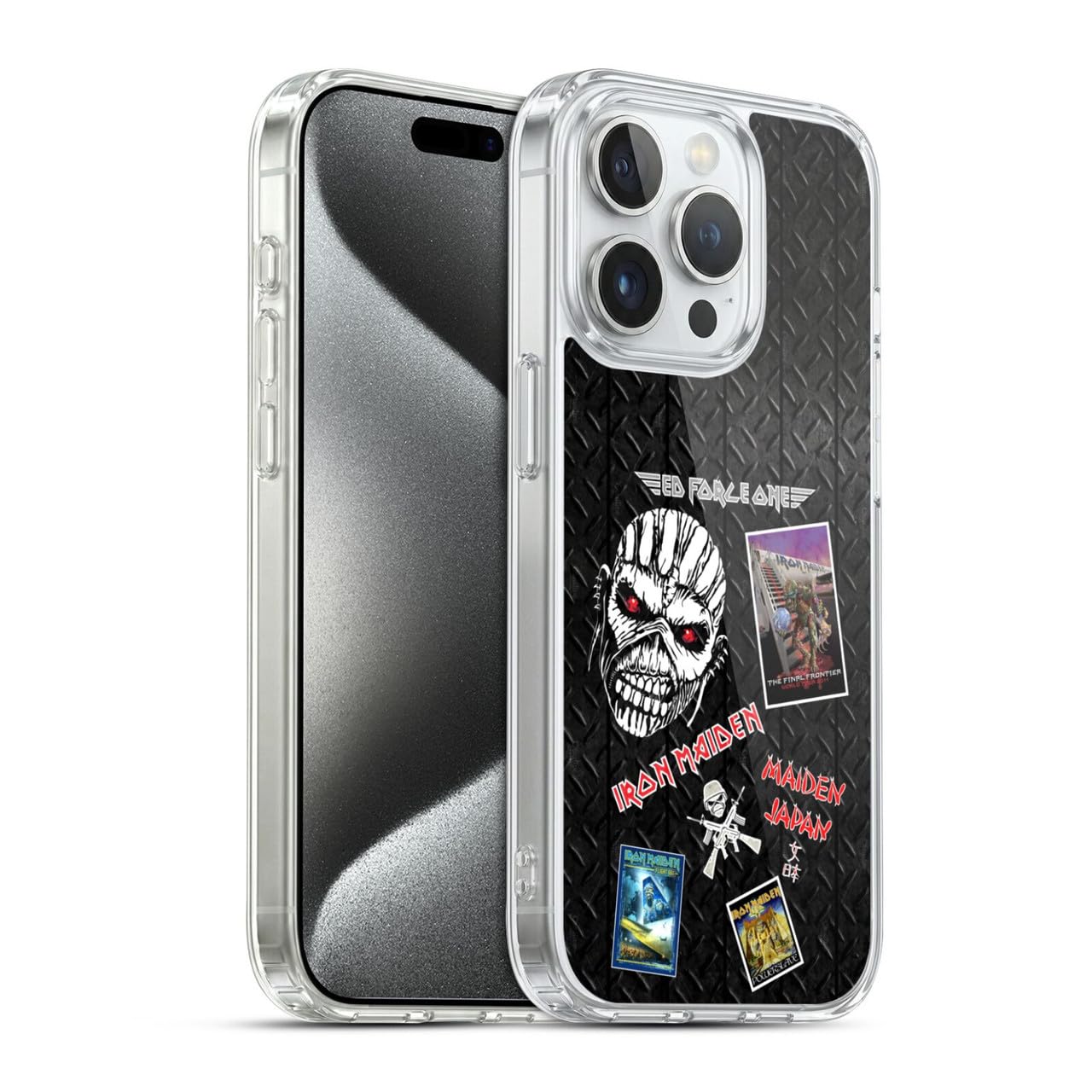 Funda de gel Iron Maiden Collage para iPhone 15 Pro de Head Case Designs 7