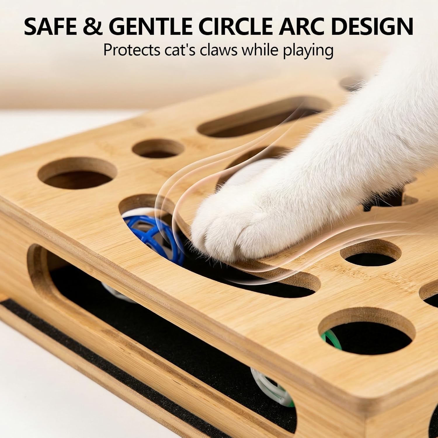 Cat Nail File Enrichment Box, Cat Scratch Puzzle Box, Wooden Nails Files Scratcher for Indoor Cats
