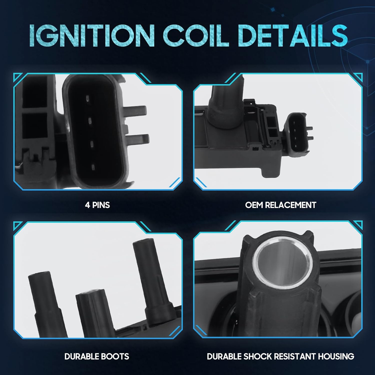 Ignition Coil Pack Compatible with Jeep Cherokee Grand Cherokee TJ Wrangler 2000 2001 2002 2003 2004 2005 2006 4.0L L6, Replace for UF296 56041476AA IC399 C1263 5C1181 E239