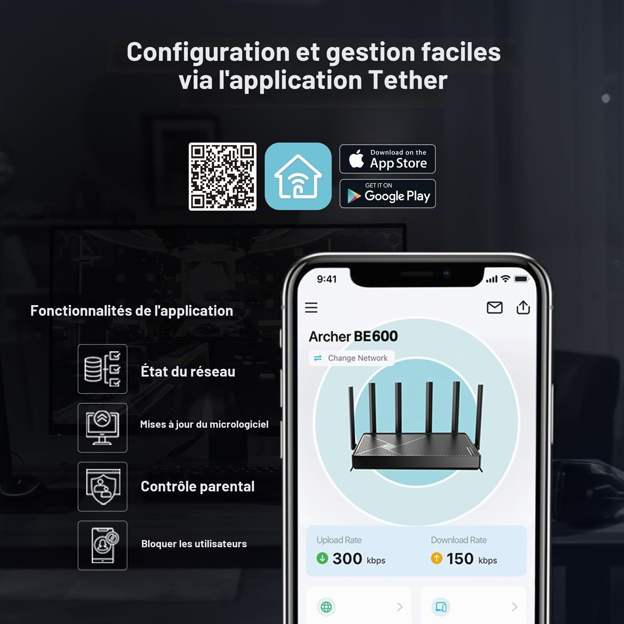 TP-Link Archer BE600 TriBand BE9700 Routeur Wi-FI 7 | 10 G WAN/LAN + 2,5 G WAN/LAN + 3 Ports LAN 2,5 G, Nouveau Canal 320 MHz | Couvre jusqu'à 120 appareils | VPN, HomeShield pour la sécurité réseau