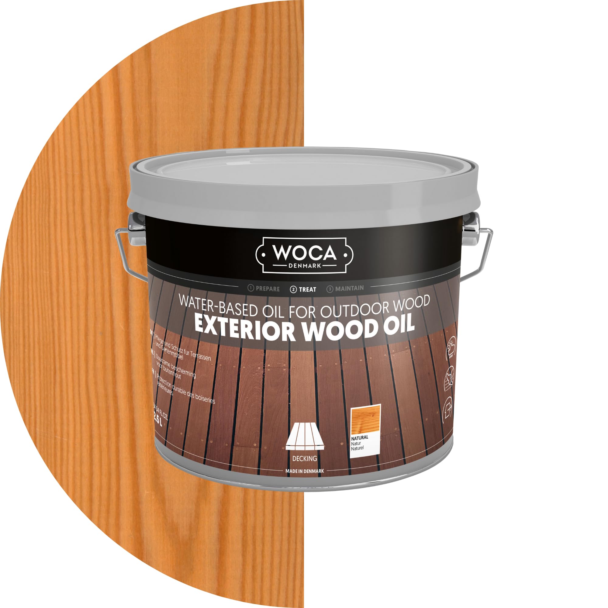 WOCA Denmark - Aceite de madera para terraza (2 x 3 L, penetrante a base de agua, para terrazas de madera, vallas, revestimientos y muebles al aire libre)