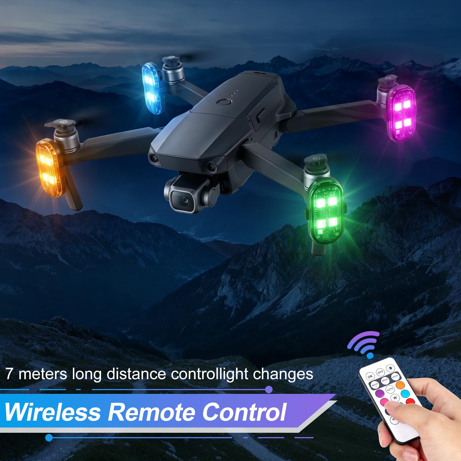 Lot de 6 Feux LED Stroboscopiques Sans Fil 8 Couleurs avec Télécommande - Rechargeable USB Anti