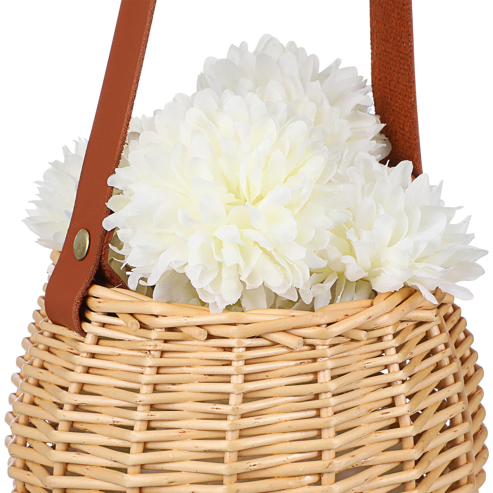 Cesta Tejida de Mimbre con Asa para Niña Flores Cesta Decorativa Multiusos para Bodas y Fiestas Artesanal para Almacenamiento y Decoración