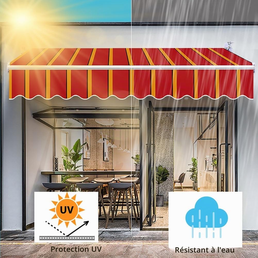 Générique Tissu de Remplacement pour Store banne rétractable Manuel 285x200cm, 300x200cm Toile de Store de Balcon avec Volant, abri Pare-Soleil imperméable Couverture(280x200cm)