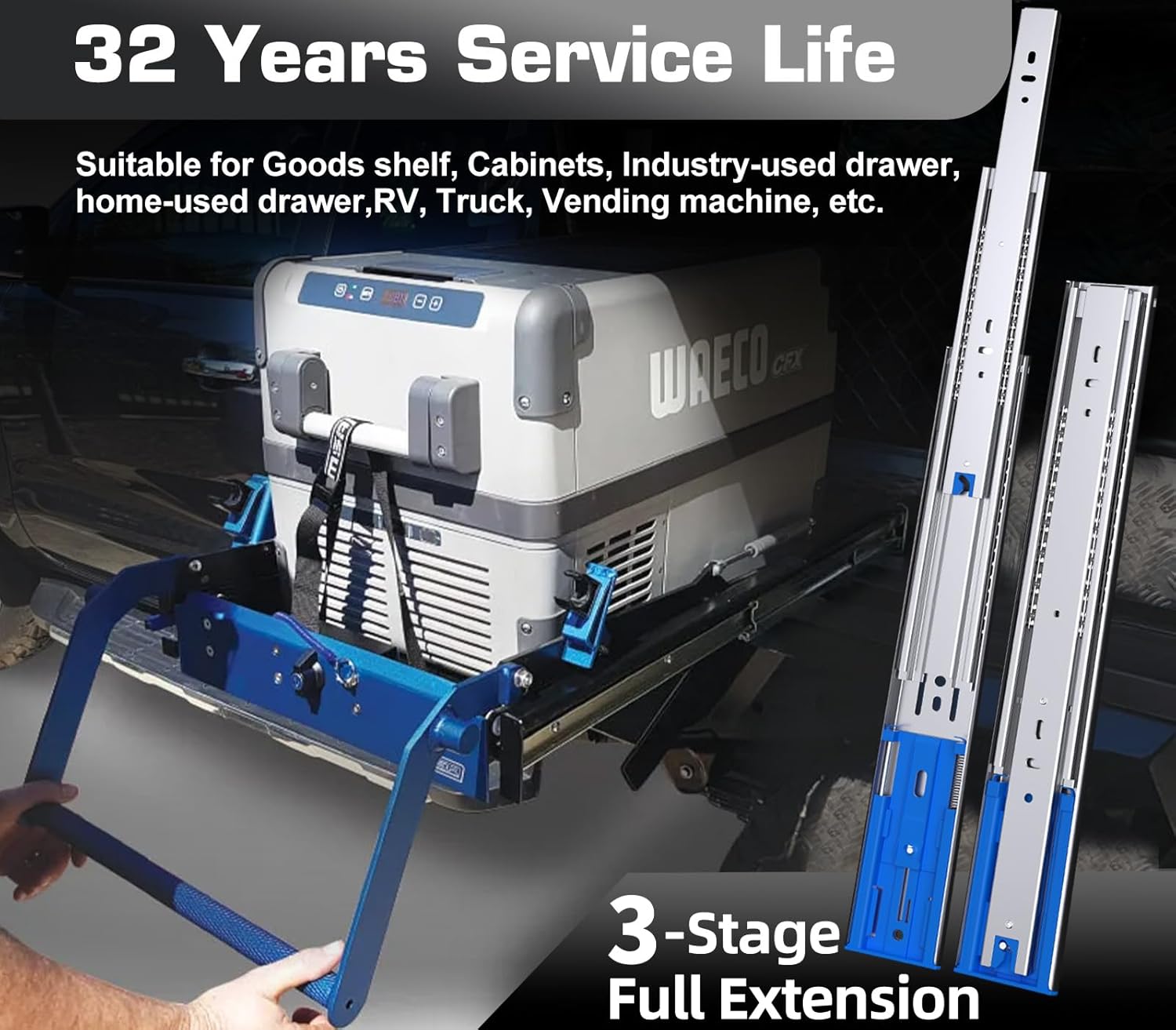 22 Inch 200lbs Soft Close Heavy Duty Drawer Slides, Side Mount Rails Full Extension Ball Bearing Cabinet Tool Box Runners Tracks Glides (1 Pair, with M4 Screws)