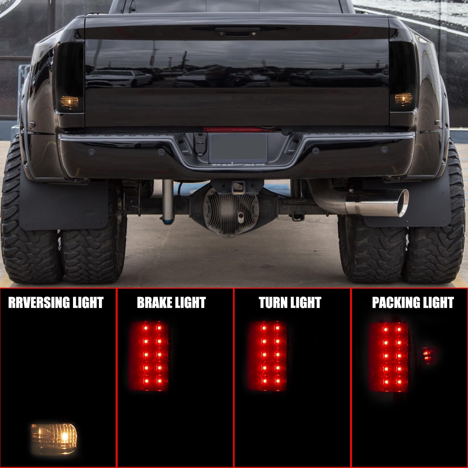 ransoto tail light compatible with 2009-2018 dodge ram 1500 2010-2018 ram 2500 3500 left driver and right passenger side taillight rear smoke led brake lamps