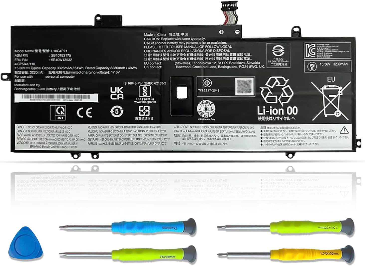 ASODI L18C4P71 L18M4P72 Laptop Battery Compatible with Lenovo ThinkPad X1 Yoga 4th 5th Gen / X1 Carbon 7th Gen 8th Gen Series L18L4P71 02DL004 02DL005 02DL006 SB10K97642 SB10K97643 51Wh