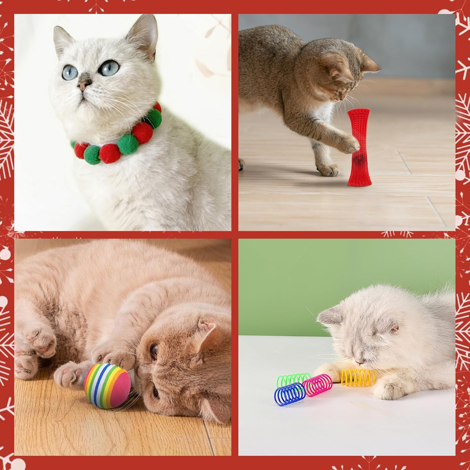24 Days Christmas Countdown Calendar - Cat Advent Calendar - with Assorted Interactive Cat Toys for Indoor Kitten Cats Pet Surprise Xmas Gifts for Cat Lovers Women (Red)