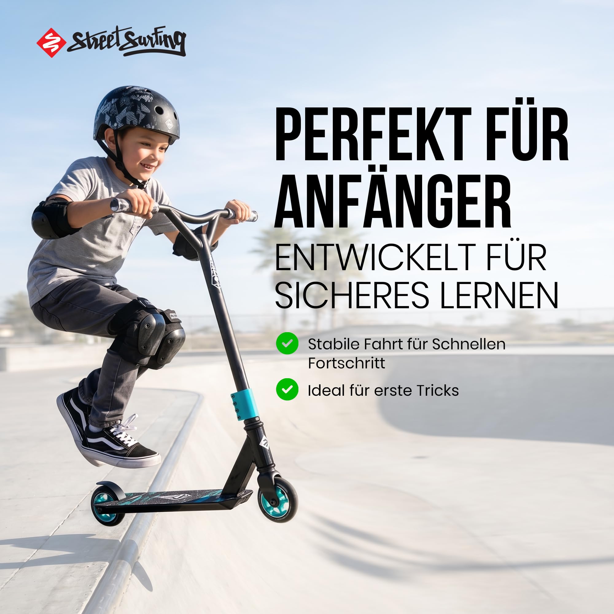 Street Surfing Hulajnoga wyczynowa torpedo – wytrzymała hulajnoga aluminiowa – ABEC 7 Ball Bearings, Freestyle & Trick Scooter z kółkami 110 mm