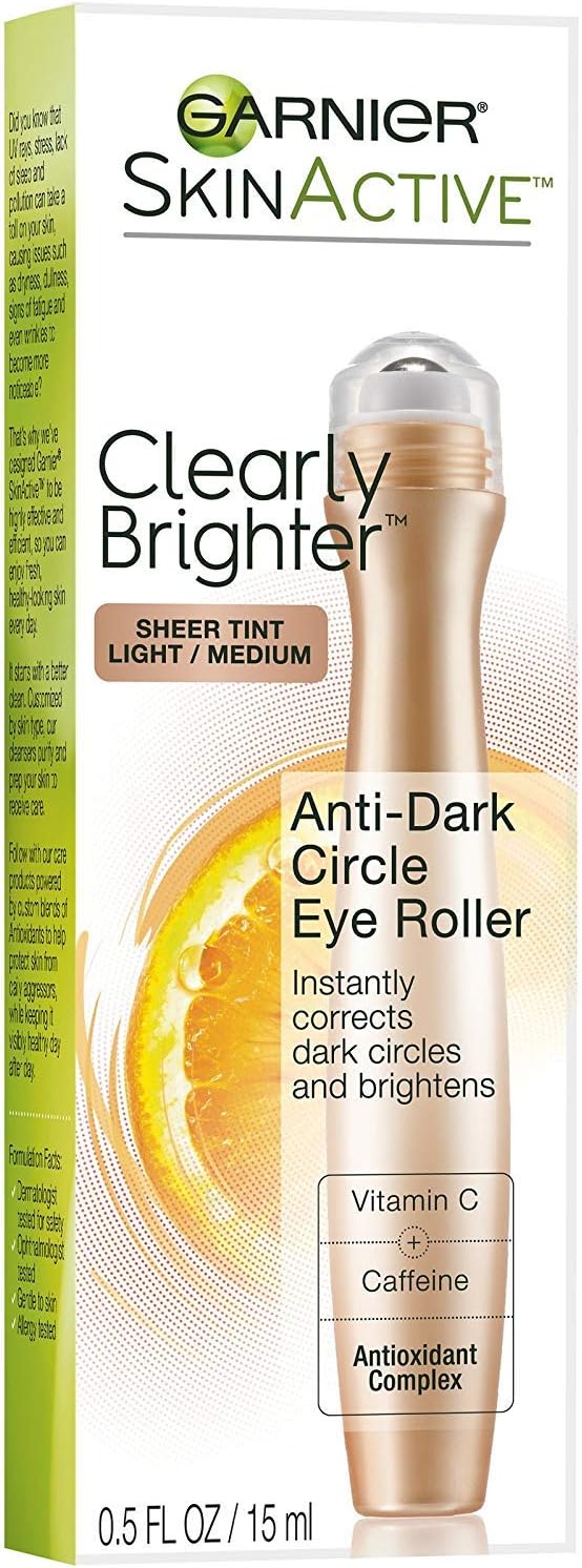 Garnier SkinActive Clearly Brighter Sheer Tinted Eye Roller, Light/Medium 0.5 oz (Pack of 5)