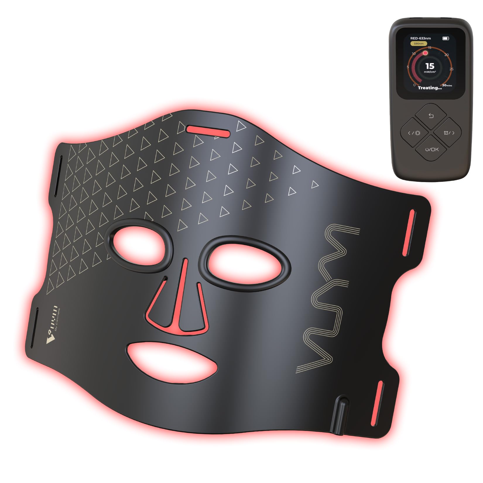VYM LED Face Mask Light Therapy: 5 Modes Portable Smart Controller Professional Infrared Red Light Therapy for Face, Ultra-Thin and Lightweight with A Storage Pouch - Black