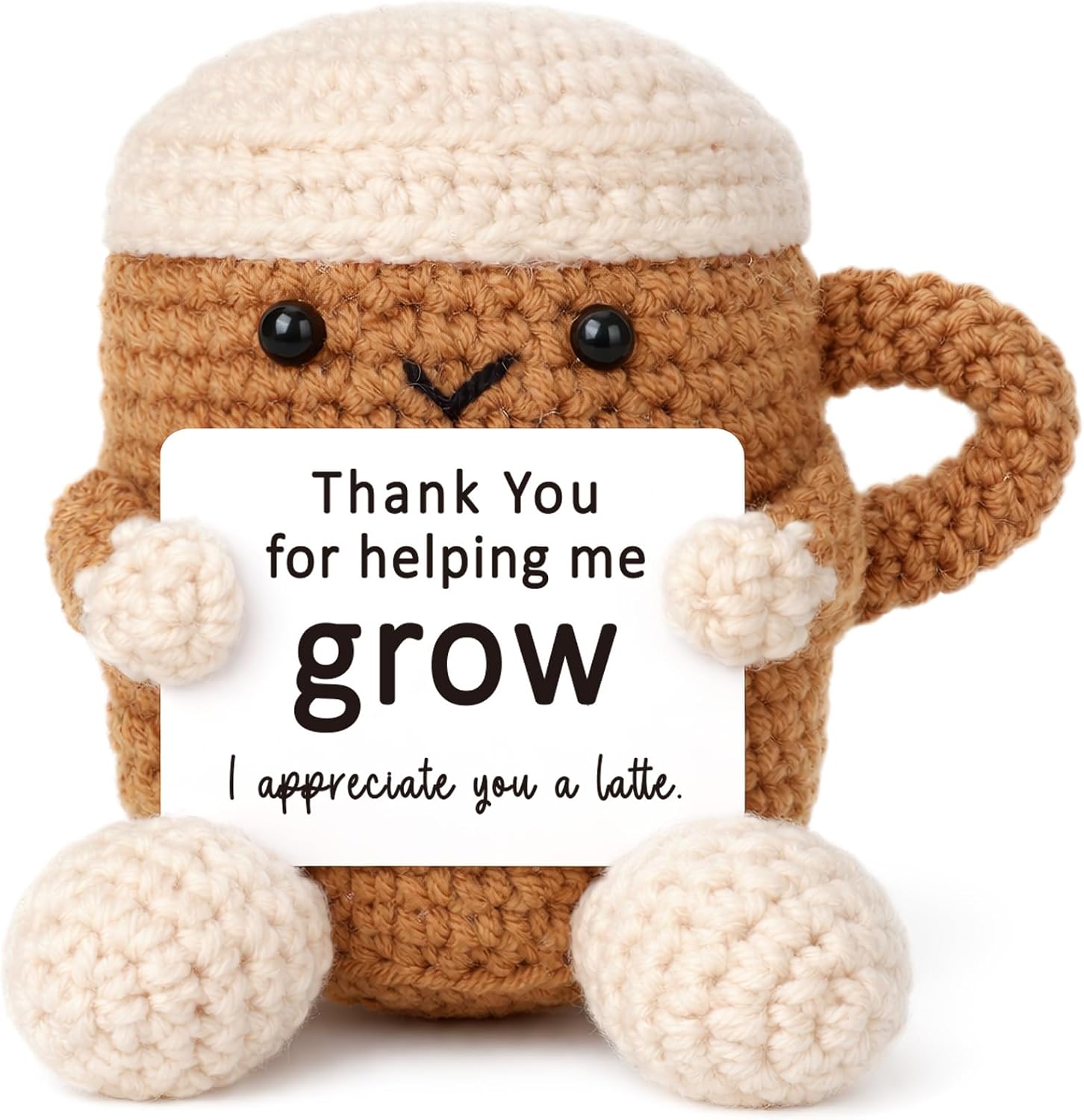 Mini Thank You Gifts for Women Men Boss Coworker Teacher Handmade Positive Crochet Coffee Appreciation Birthday Retirement Farewell Gifts for Mentor Team Leaders Supervisors Managers Work Bestie