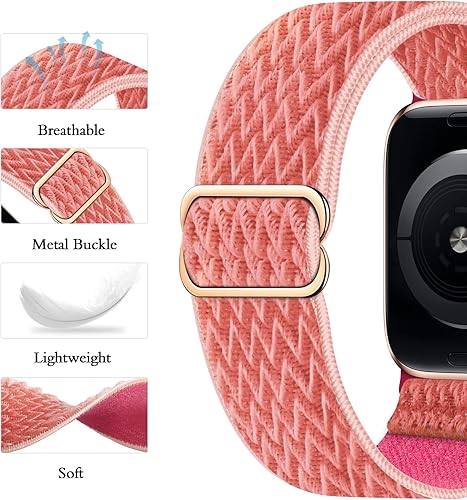 Miniatura 8 de Correa elástica de nailon compatible con Apple Watch Band de 1.496 pulgadas, 1.575 pulgadas, 1.614 pulgadas, 1.654 pulgadas, 1.732 pulgadas, 1.772