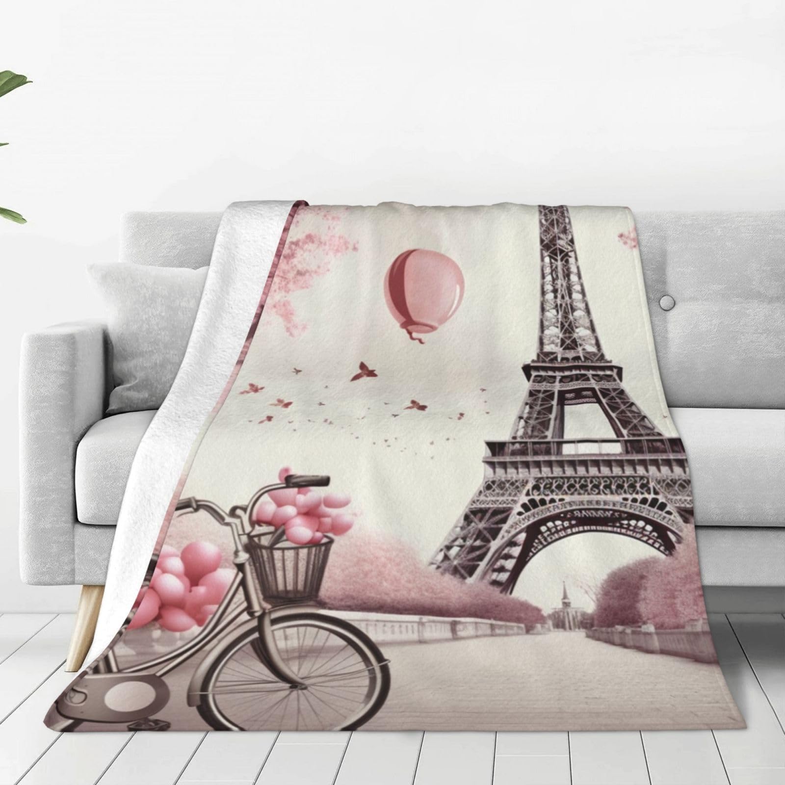 Couverture Tour Eiffel en flanelle de qualité supérieure pour lit et canapé