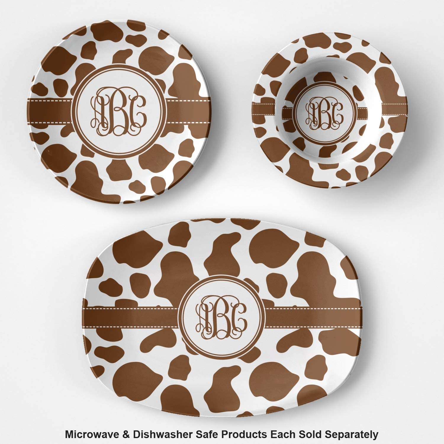 Personalized Cow Print Plastic Bowl - Microwave Safe - Composite Polymer