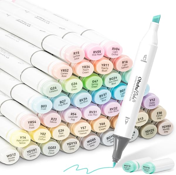 Ohuhu Alcohol Markers 48 Pastel Colors: AP Certificated Double Tipped Art Marker Set for Artists Adults Coloring Illustr