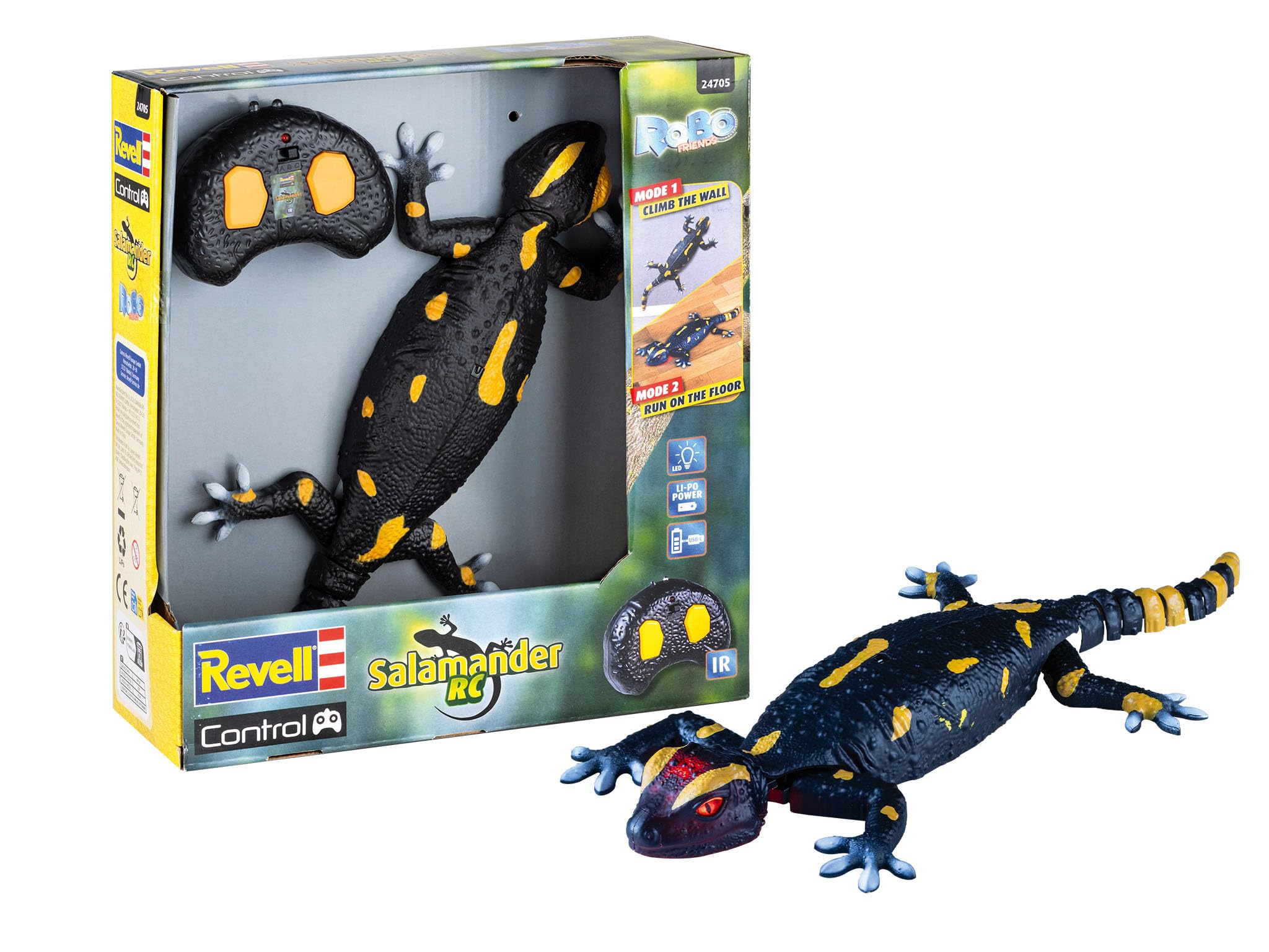 Revell Control Robo Friends RC Salamandre avec Modes d'escalade et Course au Sol, avec contrôle Infrarouge et Batterie Li-ION puissante