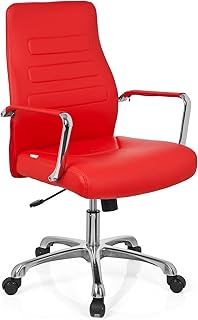 hjh OFFICE Sillón de Oficina operativo, Acero, Rojo