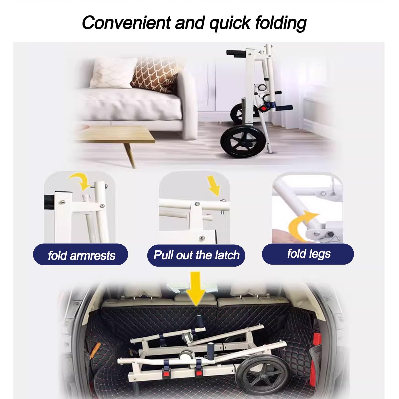 Silla de Traslado for Personas Mayores, Silla de Ruedas for Pacientes Multifunción, Silla de Ruedas Elevadora de Enfermería, Carga Máxima: 150 Kg/330 Libras