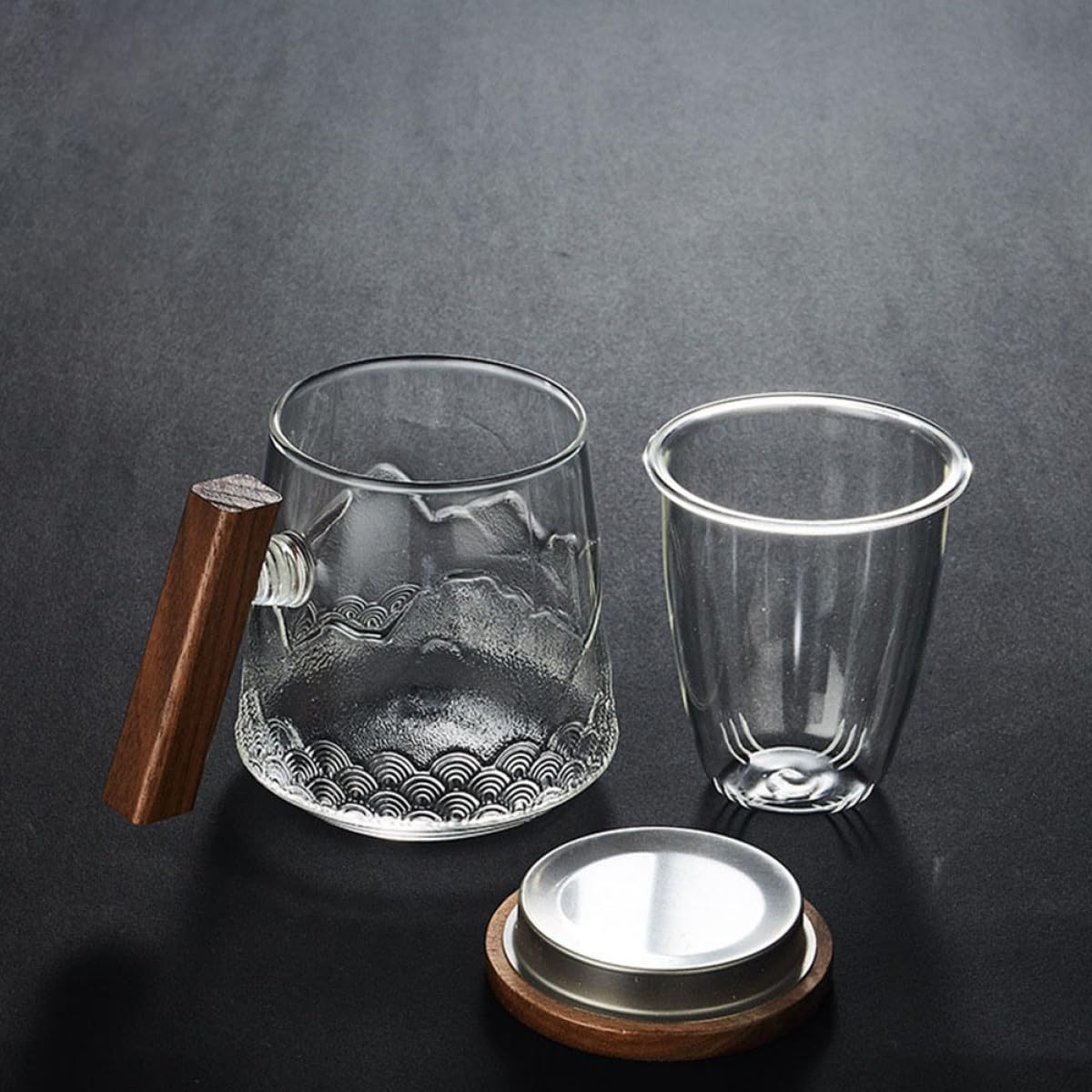 Veemoon Teetasse Moderner Trinkbecher mit Deckel und Siebeinsatz Kreative aus Glas Hitzebeständig und Sicher für Haushalt und Bürogebrauch