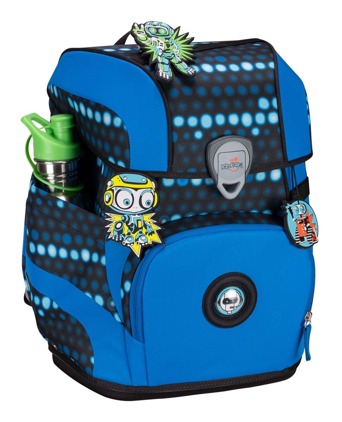 DerDieDas ErgoFlex Tiny Superflash Blue Robot - Juego de 5 Mochilas Escolares, Azul