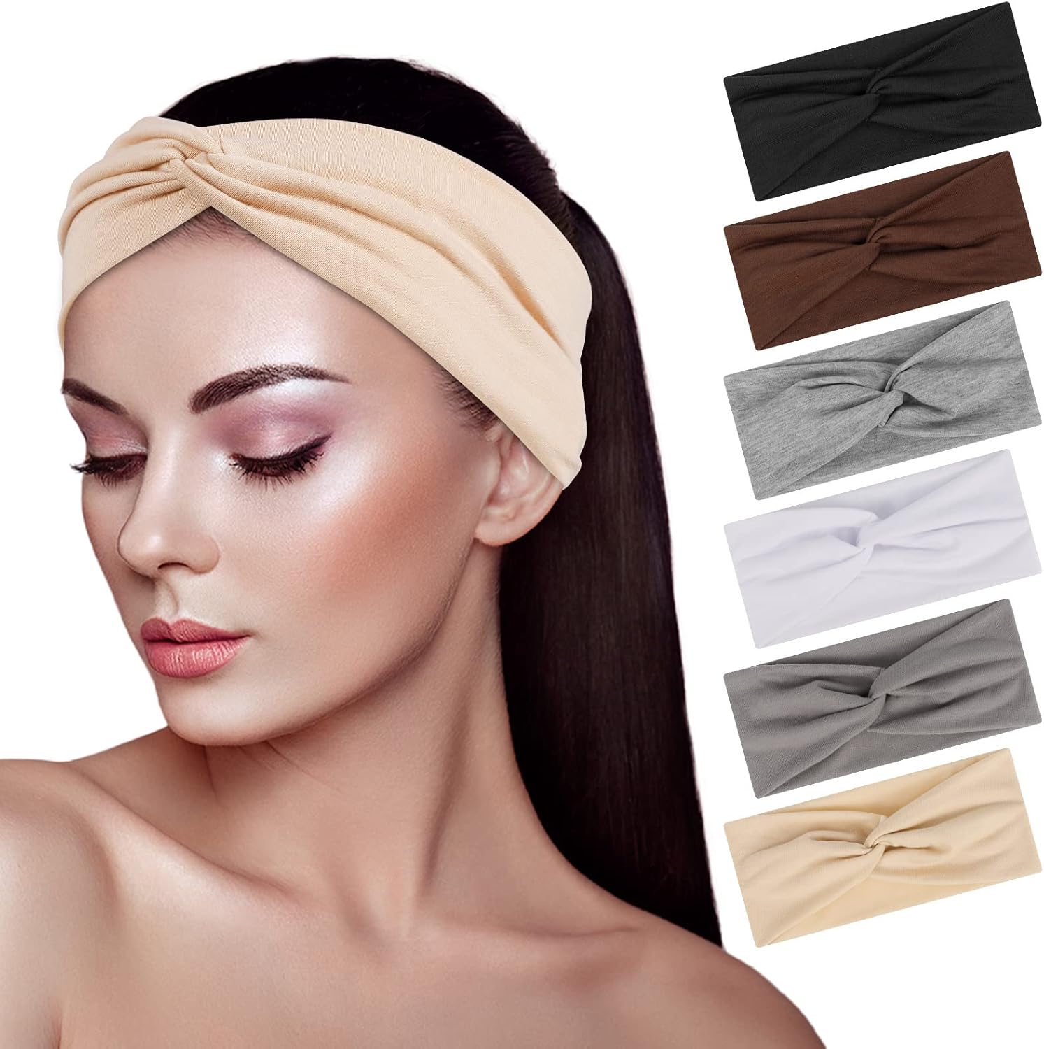 Bestomrogh 6 Pack Headbands for Women,Wide Headbands Women's Elastic
