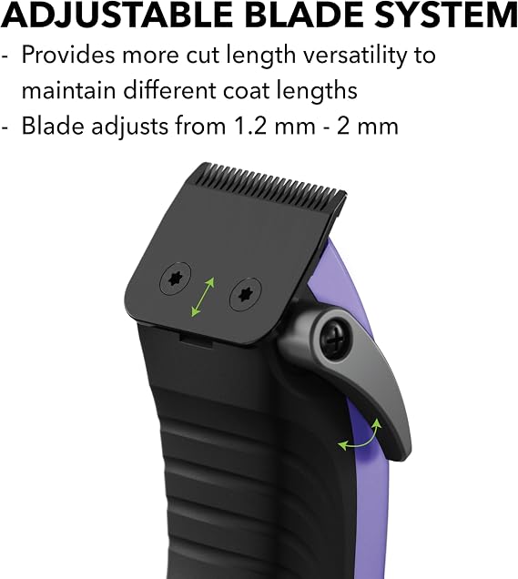 Andis 560017 Easy Clip Cordless II Dog Clipper, 10-Pc Kit, Purple