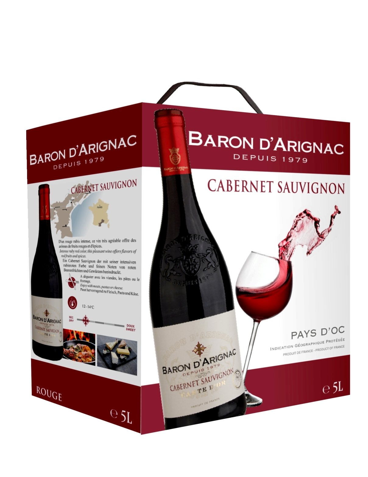 Baron d'Arignac - Cabernet Sauvignon, Rotwein aus Pays d'Oc, in Bag-in-Box (1 x 5L)