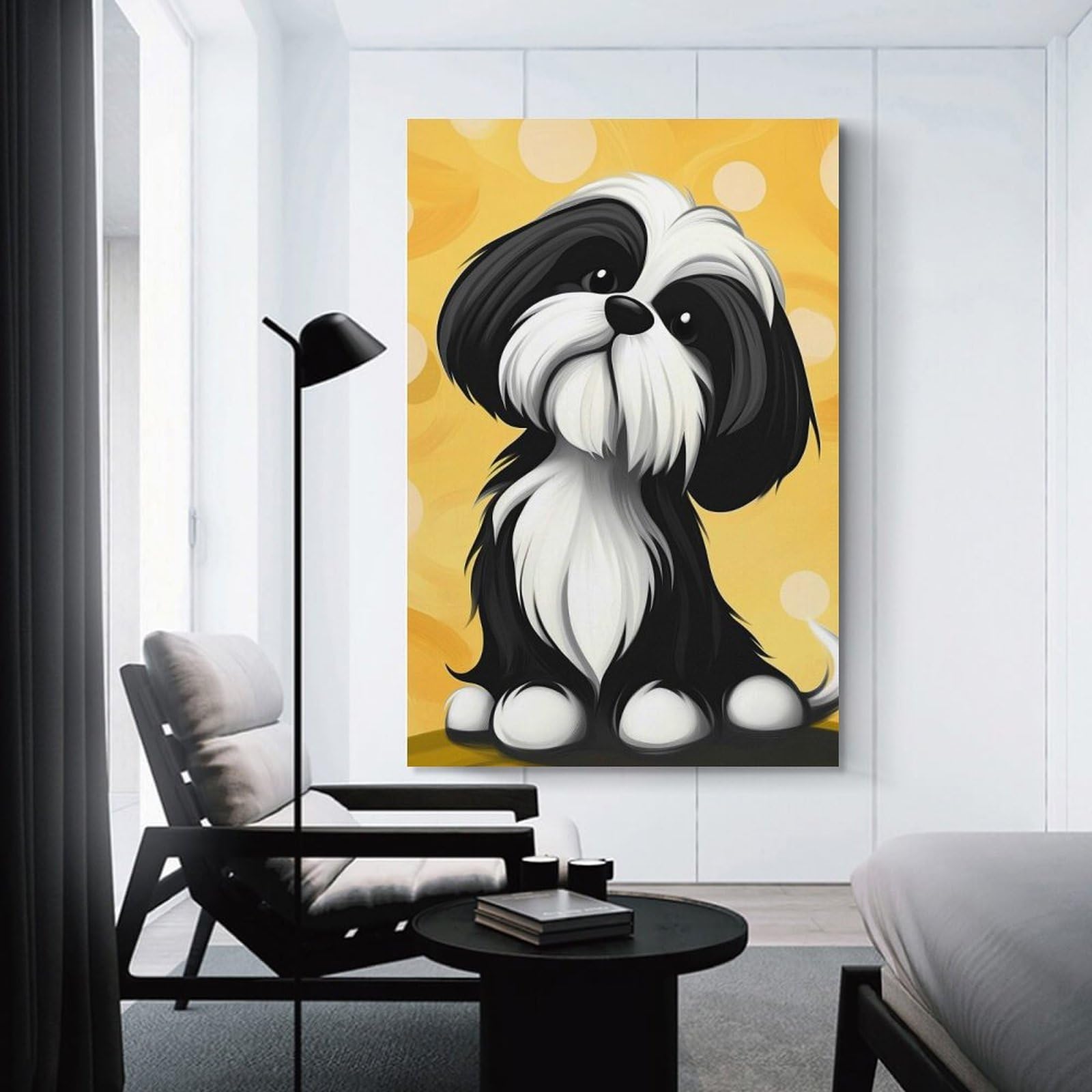 Junmoney Unframe-Style-14 Wall Picture Print Cute Shih Tzu Dog Painting, 20X30inch(50X75cm), For Wall Displays, Bedrooms Or Room Updates, Wall Decor Suited To Curated Displays