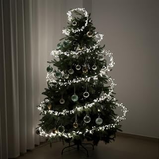Christmas String Lights with Extra Reinforced Iron Wire and Pliers, 8 Mode Remote Control, Warm White LED String Lights for Christmas Tree Indoor Outdoor Camping Decor(52ft)