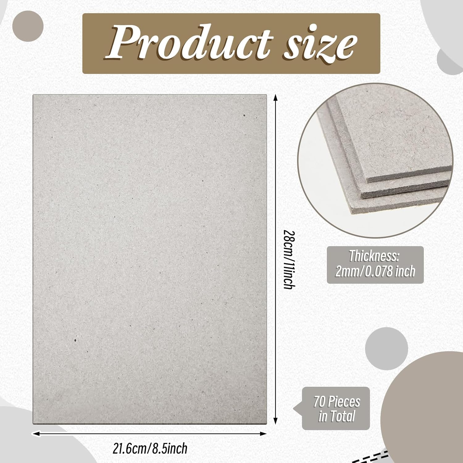 Harloon 70 Pcs 70 Pt 8.5 x 11 x 0.078 Inches Book Board for Binding Thickness Chipboard Sheets Kraft Heavy Duty for Arts and Crafts