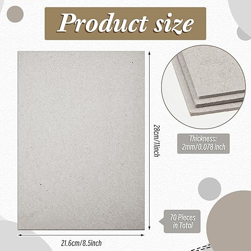 Miniatura 2 de Harloon 70 piezas de 70 Pt 8.5 x 11 x 0.078 pulgadas tablero de libros para encuadernar hojas de aglomerado de grosor, papel kraft resistente para