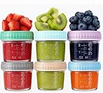 12 Pack Glass Food Containers with Lids, 4 oz Leakproof Food Storage Jars, BPA-Free Reusable Puree Containers for Baby Food, Snacks, Meal Prep, Microwave, Dishwasher, Freezer Safe
