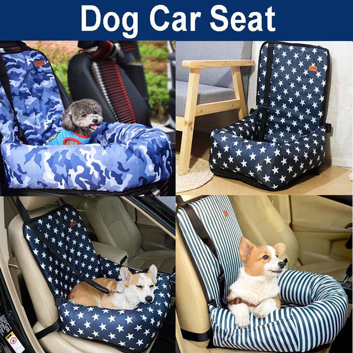 Cama elevada para asiento de coche para perro, impermeable y a prueba de arañazos, con cinturón de seguridad antideslizante para asiento trasero y delantero